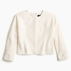 J.Crew Ivory Cropped Long-Sleeve Top in 365 Crepe